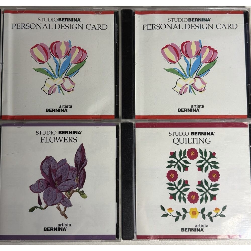 Bernina Artista Embroidery Cards Lot 4 Quilting Flowers Design Card Set